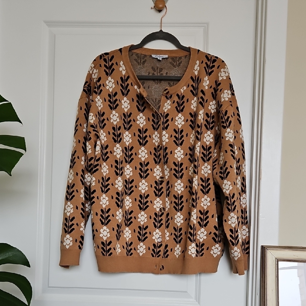 Polagram Floral Tan Cardigan